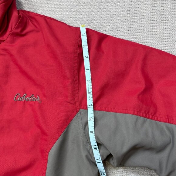 Cabelas Mens Red Gray Colorblock Full Zip Jacket Mock Neck Fleece Lined Size M - Picture 12 of 13